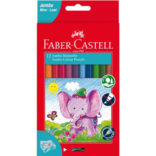 Picture of Coloring pencil jumbo 12colors With Sharpener Fabe