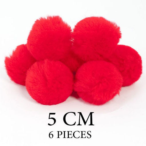 Picture of Sac de pompoms rouge 50mm 6pcs S6120011