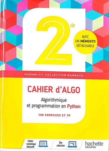 Picture of Cahiers D'algo 2nde Coll Barbazo Hachette 2019