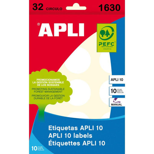 Picture of APLI Office label Stickers 150pcs White 32mm Round