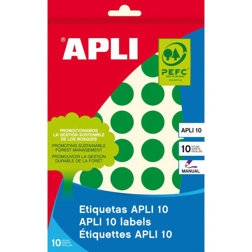 Picture of Office label 320pcs Green 19mm Round Apli