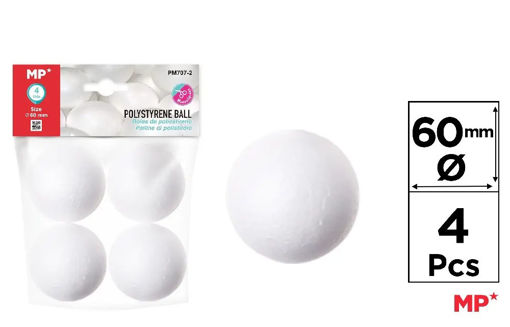 Picture of Ball (Set of 4) White 60mm Polysterene MP