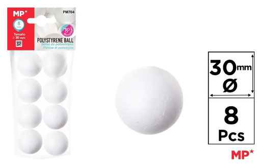 Picture of Ball (Set of 8) White 30mm Polysterene MP