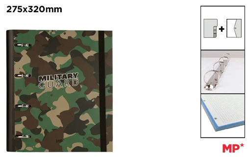 Picture of Binder 4rings 27x32mm Army Olive 40mm Cardboard MP