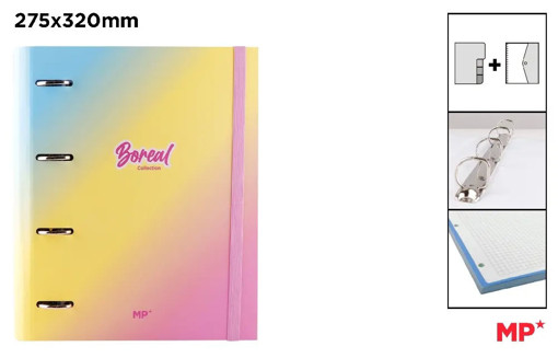 Picture of Binder 4rings 27x32mm Rainbow 4cm Cardboard MP