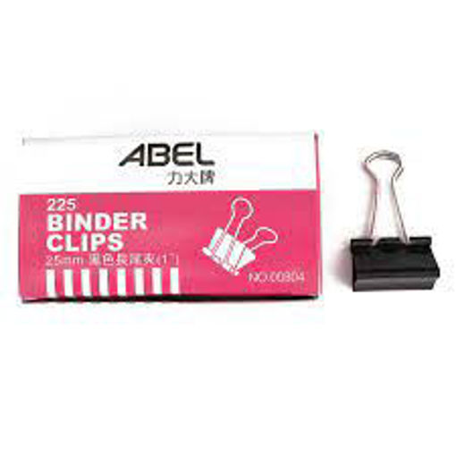 Picture of Binder Clips (Set of 12) Black 25mm Metal Abel