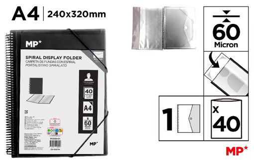 Picture of Clear Book A4 40pockets Black Spiral MP