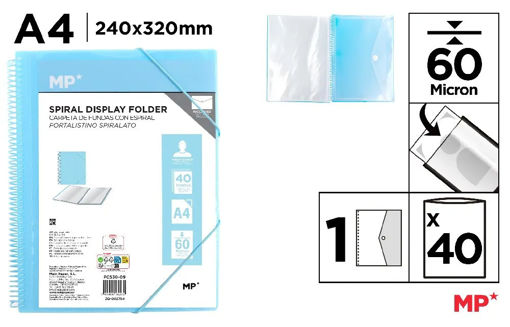 Picture of Clear Book A4 40pockets Pastel Blue Spiral MP