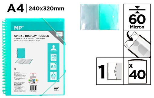 Picture of Clear Book A4 40pockets Pastel Green Spiral MP