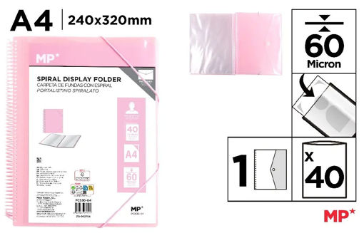 Picture of Clear Book A4 40pockets Pastel Pink Spiral MP