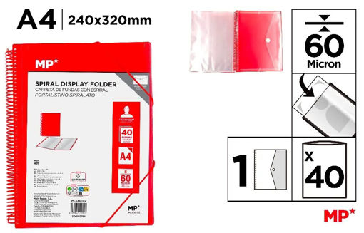 Picture of Clear Book A4 40pockets Red Spiral MP