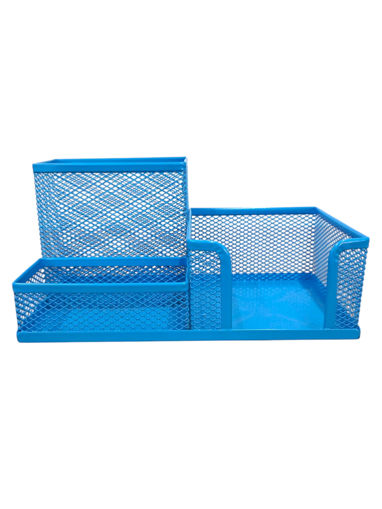 Picture of Desk Organizer 3Parts Blue Metal Tip Top