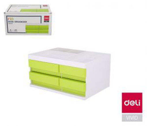 Picture of Drawer Box 13x19x25cm Green 4 Drawers Deli