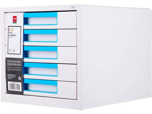 Picture of Drawer Box 275x340x260mm White/Blue 5 Drawers Deli