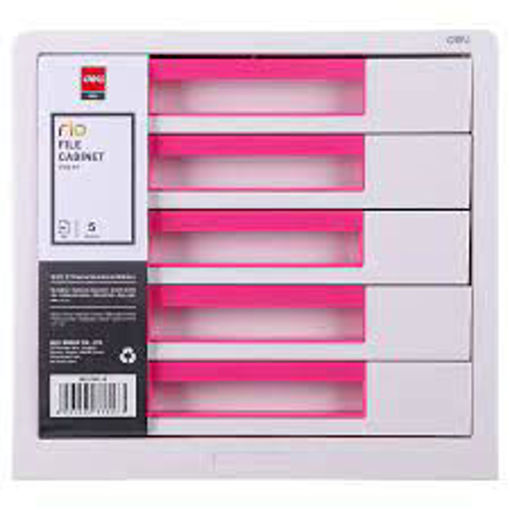 Picture of Drawer Box 275x340x260mm White/Pink 5 Drawers Deli