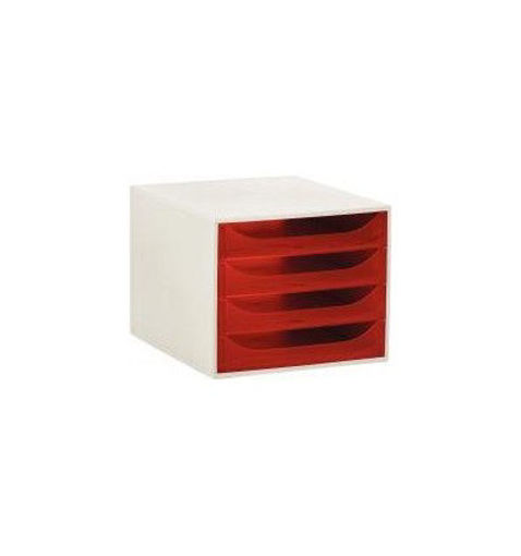 Picture of Drawer Box 28x34cm Berry Red 4 Drawers Exacompta