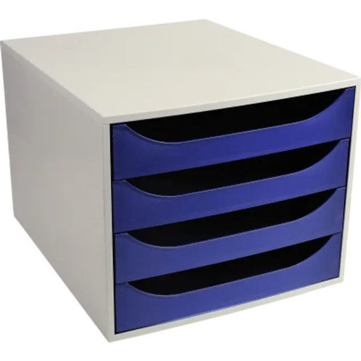 Picture of Drawer Box 28x34cm Blue 4 Drawers Exacompta