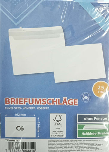 Picture of Envelope 11x16cm (Set of 25) White Tip Top