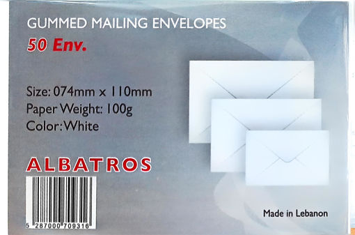 Picture of Envelopes 74x110mm (Set of 50) White 100gr Albatro