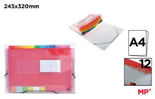 Picture of Expanding file A4 12Parts Assorted Colors With Rub