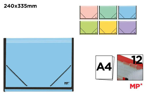 Picture of Expanding file A4 12Parts Pastel With Border MP