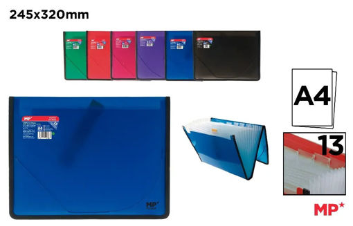 Picture of Expanding file A4 13 Pockets Assorted Colors Trans