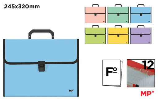 Picture of Expanding file Bag with handle A4 12Parts Assorted