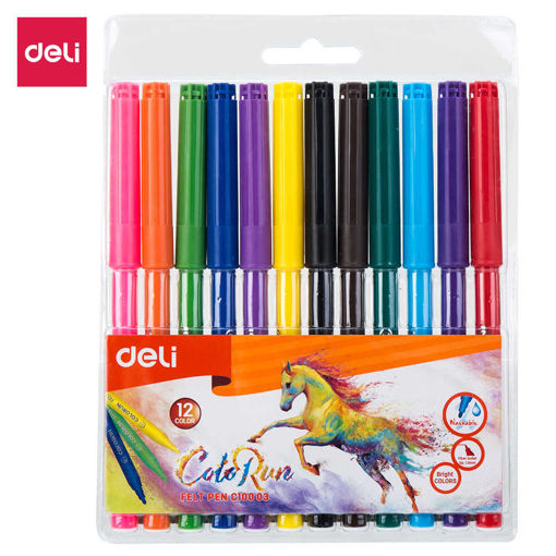 Picture of Felt pens 12colors 1mm Washable Deli