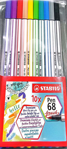 Picture of Fiber Pen Pack 10colors Brush Tip Stabilo Pen 68