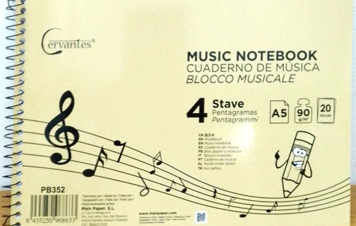 Picture of Music Book A5 20 Sheets 90gr Spiral Cervantes