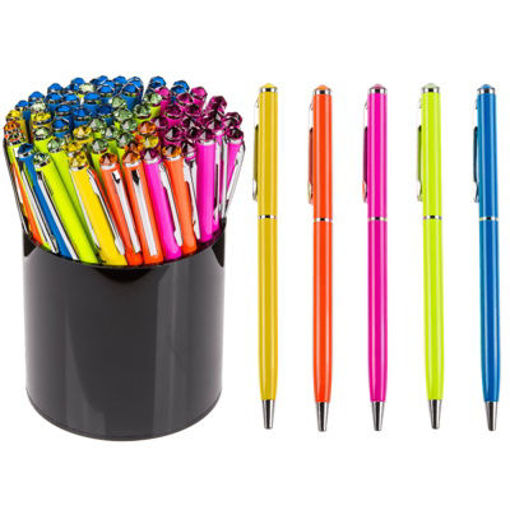 Picture of Neon coloured metal Pen With  swarovski stone