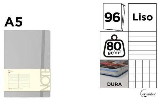 Picture of Notebook A5 Lined  96 Sheets Grey 80gr + Elastic C