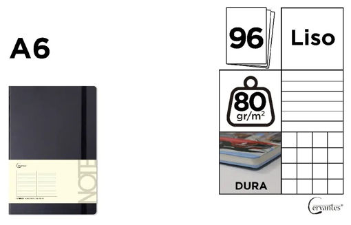 Picture of Notebook A6 Squared 96 sheets Black 80gr + Elastic