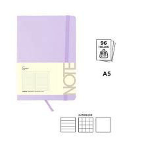 Picture of Notebook A5 Lined  96 Sheets Lilac 80gr + Elastic