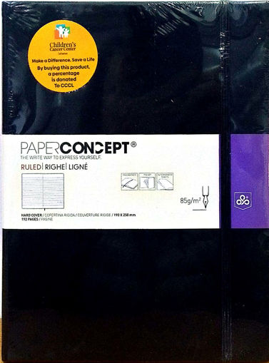 Picture of Notebook HC W Elastic 19x25cm Black 85gr Lined Con