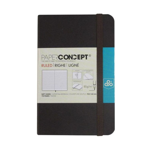 Picture of Notebook SC W Elastic 13x21cm Black Lined Concept
