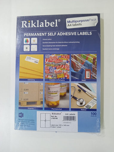 Picture of Office label 105X148mm A4 100 Sheets White Riklabe