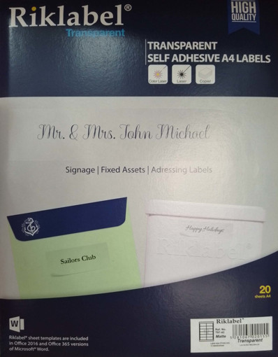 Picture of Office label 97X42mm A4 20 Sheets Transparent Rik