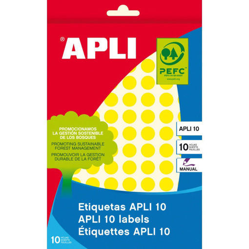 Picture of Office label Yellow 10mm Round APLI