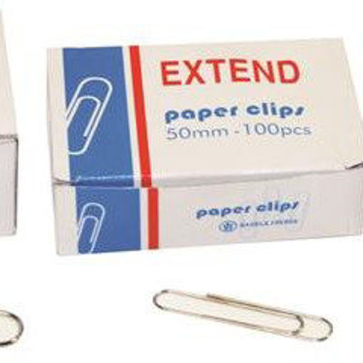Picture of Paper Clips 100 Pcs 50mm Chrome Extend