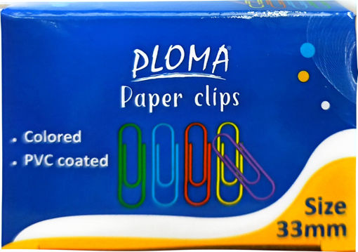 Picture of Paper Clips 100 Pcs Colored 33mm Ploma