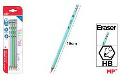 Picture of Pencil (Set of 4) Pastel HB with Eraser MP