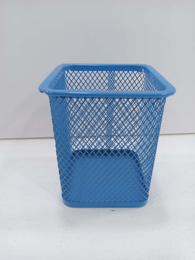 Picture of Pen Holder 80x80x100mm Neon Blue Metal Tip Top
