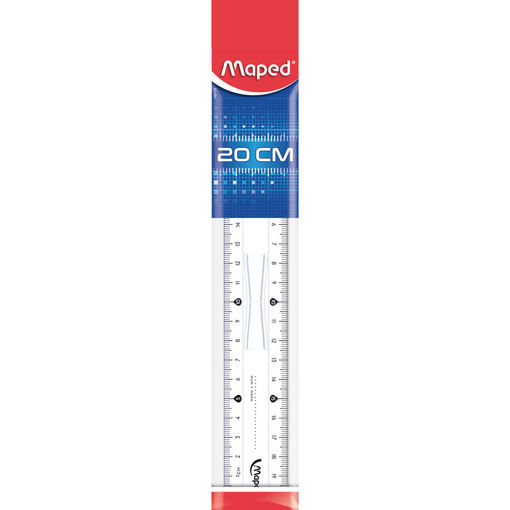 Picture of Plastic Ruler 20cm Transparent Maped