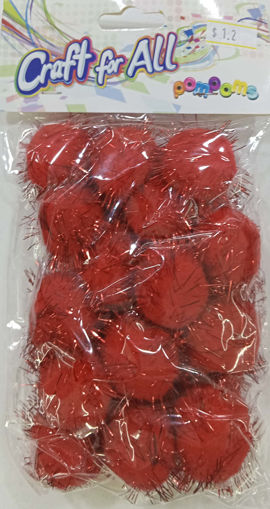 Picture of Pompoms (Set Of 15) Glitter Red 30mm Craft for all