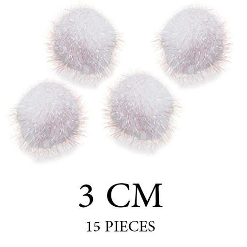 Picture of Pompoms (Set of 15) White 30mm Glitter Craft for a