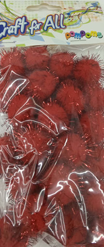Picture of Pompoms (Set of 30) Glitter Red 20mm Craft for all