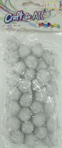 Picture of Pompoms 30pcs Silver 20mm Glitter Craft for all
