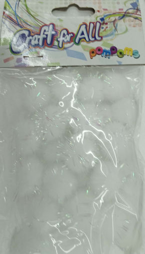 Picture of Pompoms 30pcs White 20mm Glitter Craft for all
