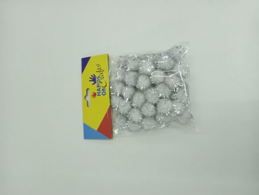 Picture of Pompoms 50pcs Silver 20mm Hand Craft